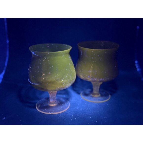 Set of 2 - Empoli Amethyst Optic Swirl Clear Twist Base Brandy Snifer/Goblet - Picture 12 of 13